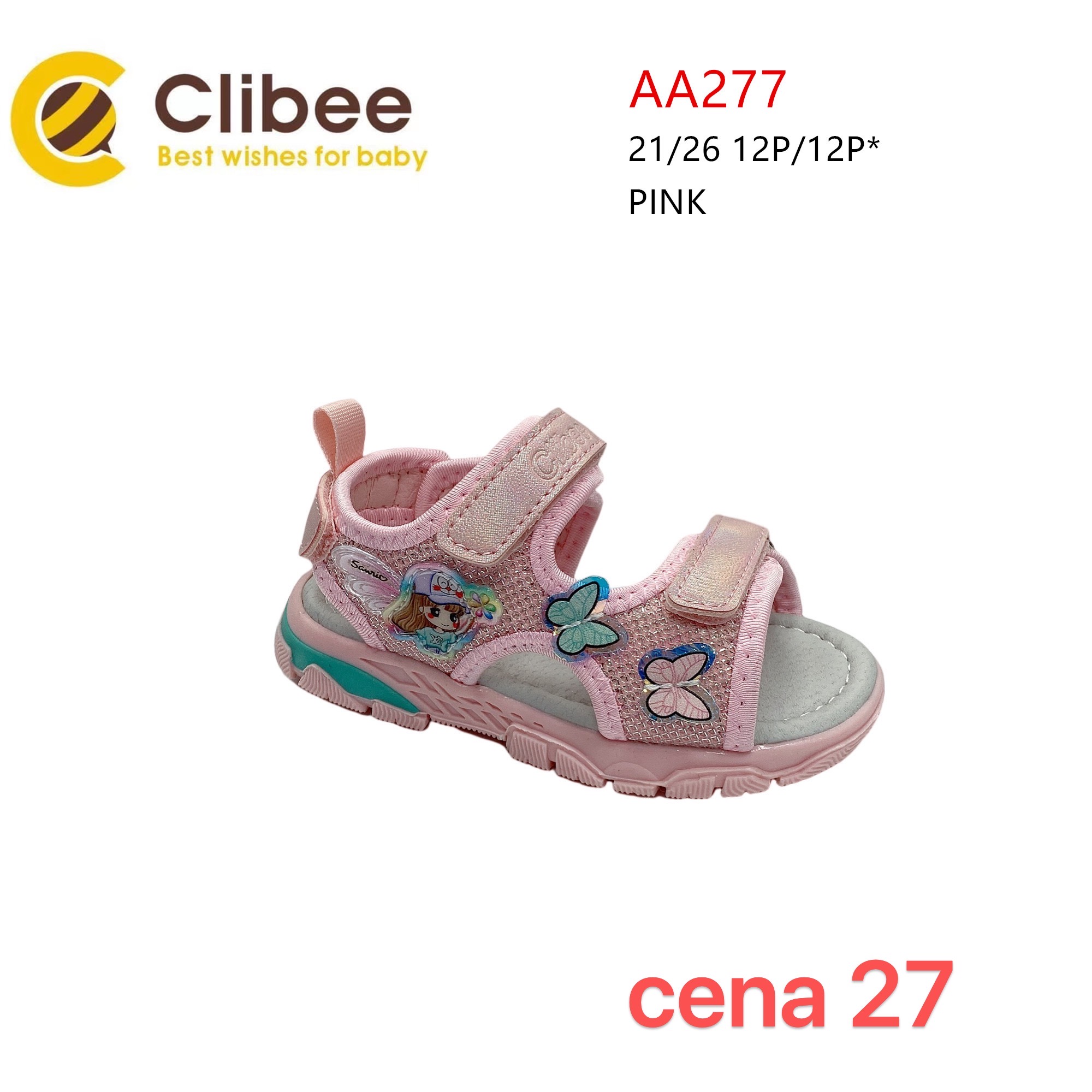 Sandały Dziecięce AA277 PINK 21-26